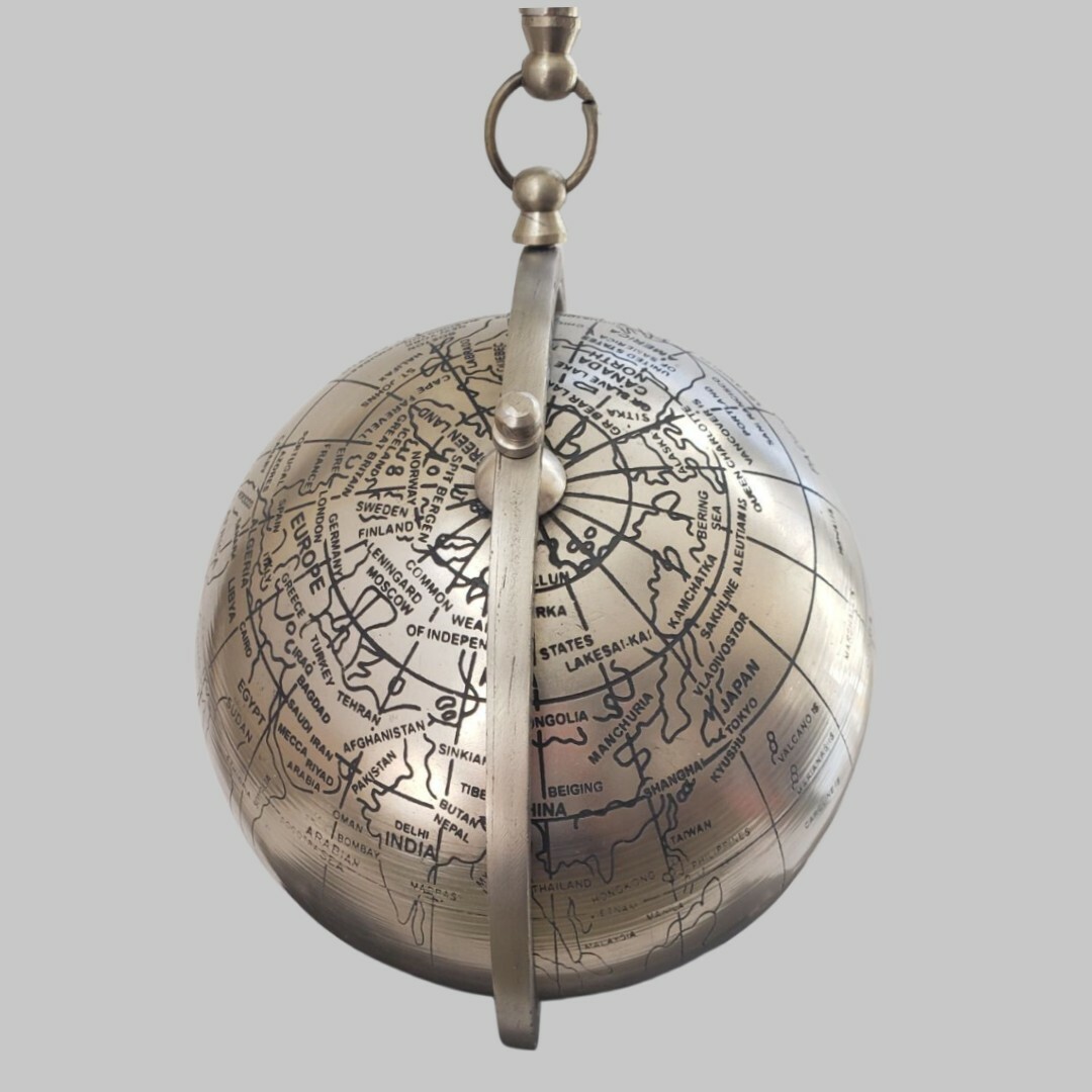 Desktop World Globe Silver/Black 6.5" on Stand