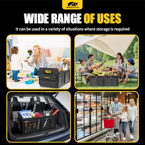 Car Trunk Organizer - 70L Collapsible Trunk Organizer with Medium Black