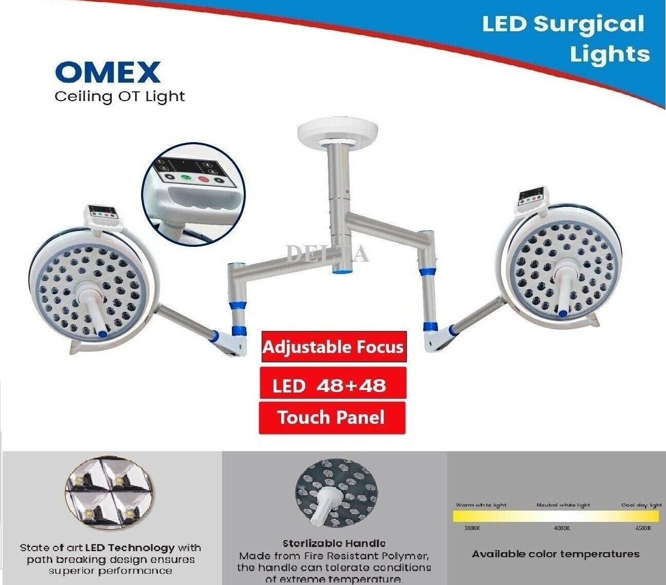 Advanced Surgical LED OT Light Operation Theater Double Dome Ceiling Lamp**