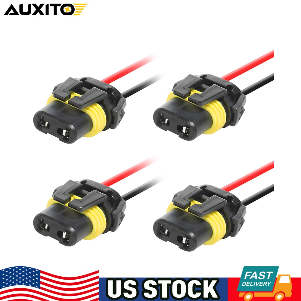 4pcs 9005 HB3 Wiring Pigtail Female Connector Harness Headlight Dual Beam Socket