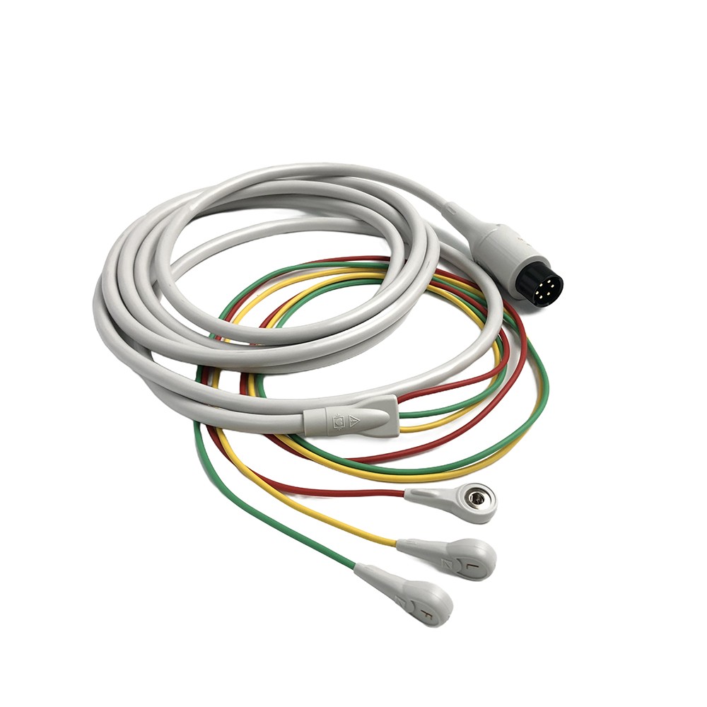 6-Pin, Three Lead ECG Patient Cable BJ-753P For NIHON KOHDEN