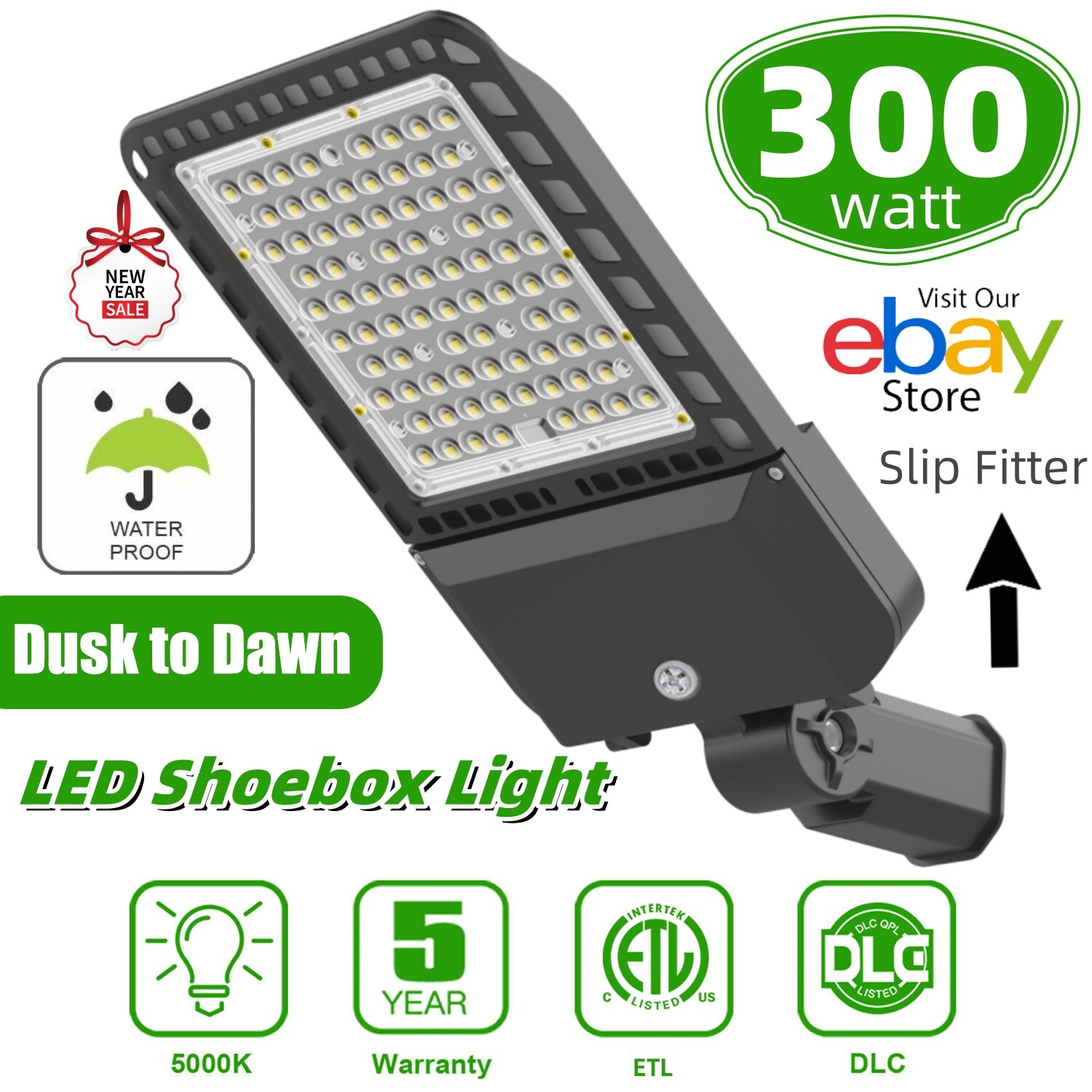 300W LED Parking Lot Light Commercial Shoebox Light LED Area Street Slip Fitter