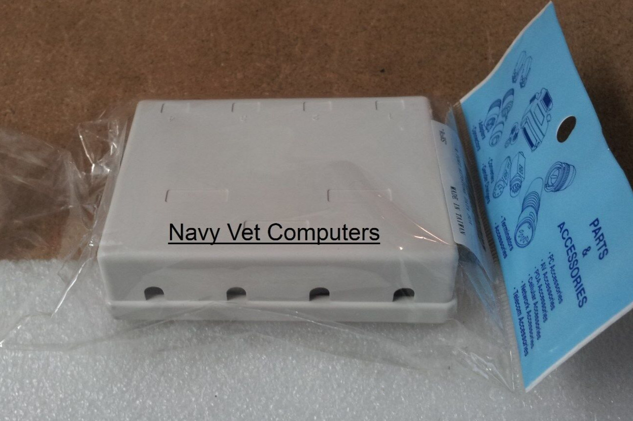 4 Port Keystone Blank RJ45 CAT6 5e Surface Wall Mount Box For Snap-in