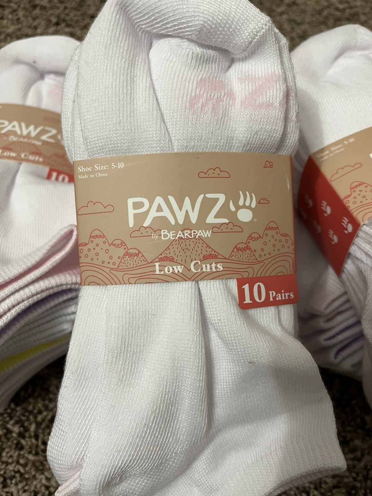 New Bearpaw Pawz Quarter Socks 10 Pairs Shoe Size 5-10