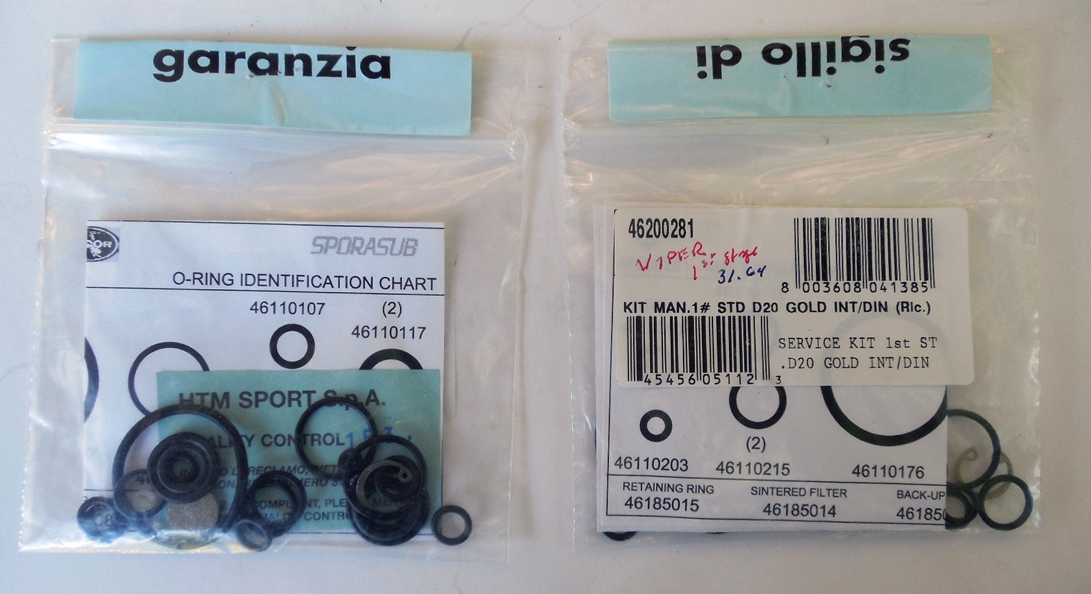 DACOR VIPER 1st STAGE SERVICE KIT -  P/N 46200281  -  NEW OLD STOCK OEM