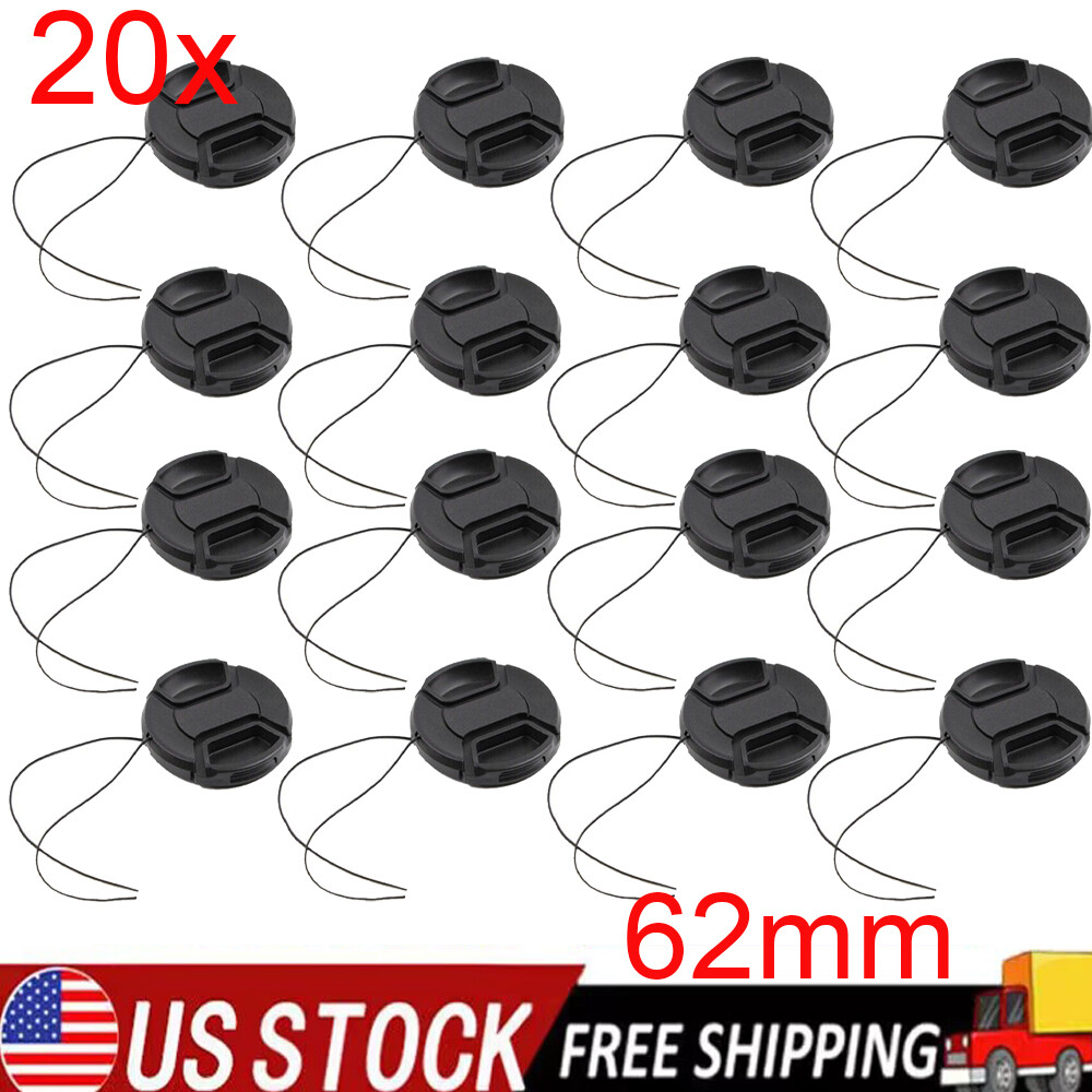 20Pcs 62mm Snap-On Lens Cap for Canon Nikon Sony Pentax Fujifilm Lense