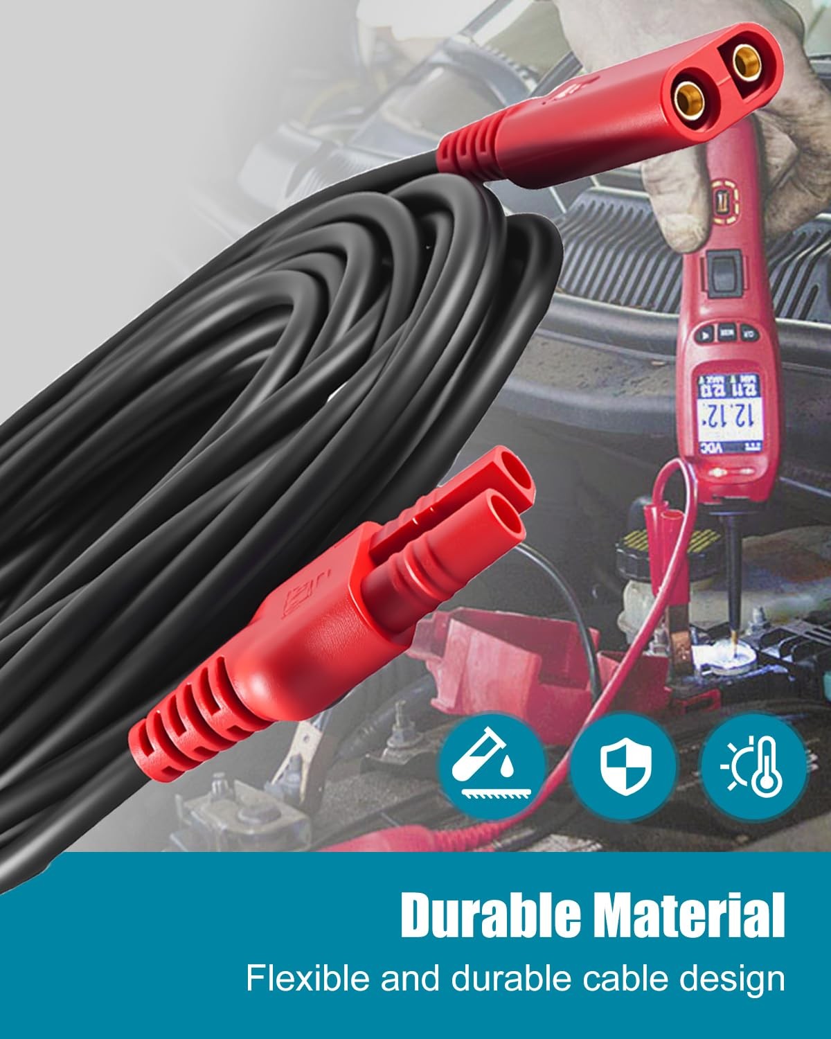 20FT Extension Cable and Battery Clip Set Compatible with Power Probe 2PCS