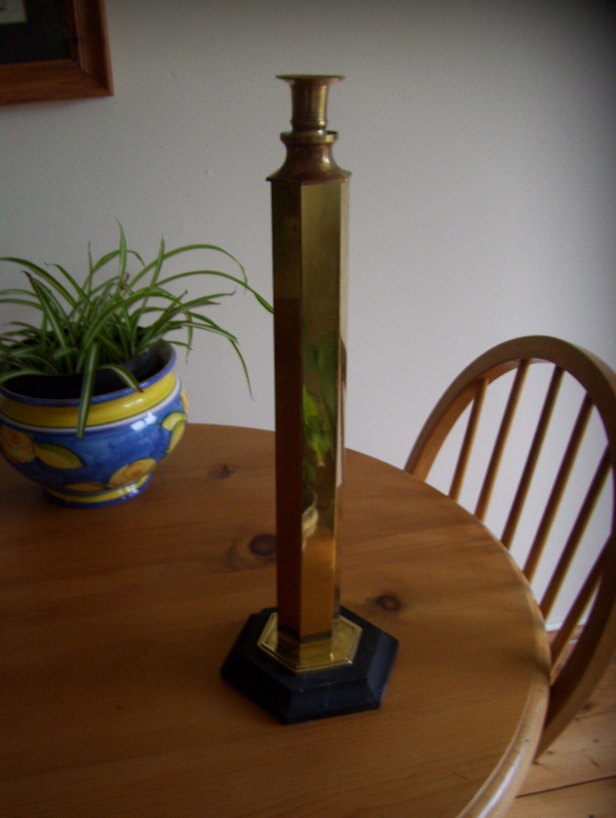 ART DECO HEXAGONAL BRASS OIL LAMP BASE-GC.