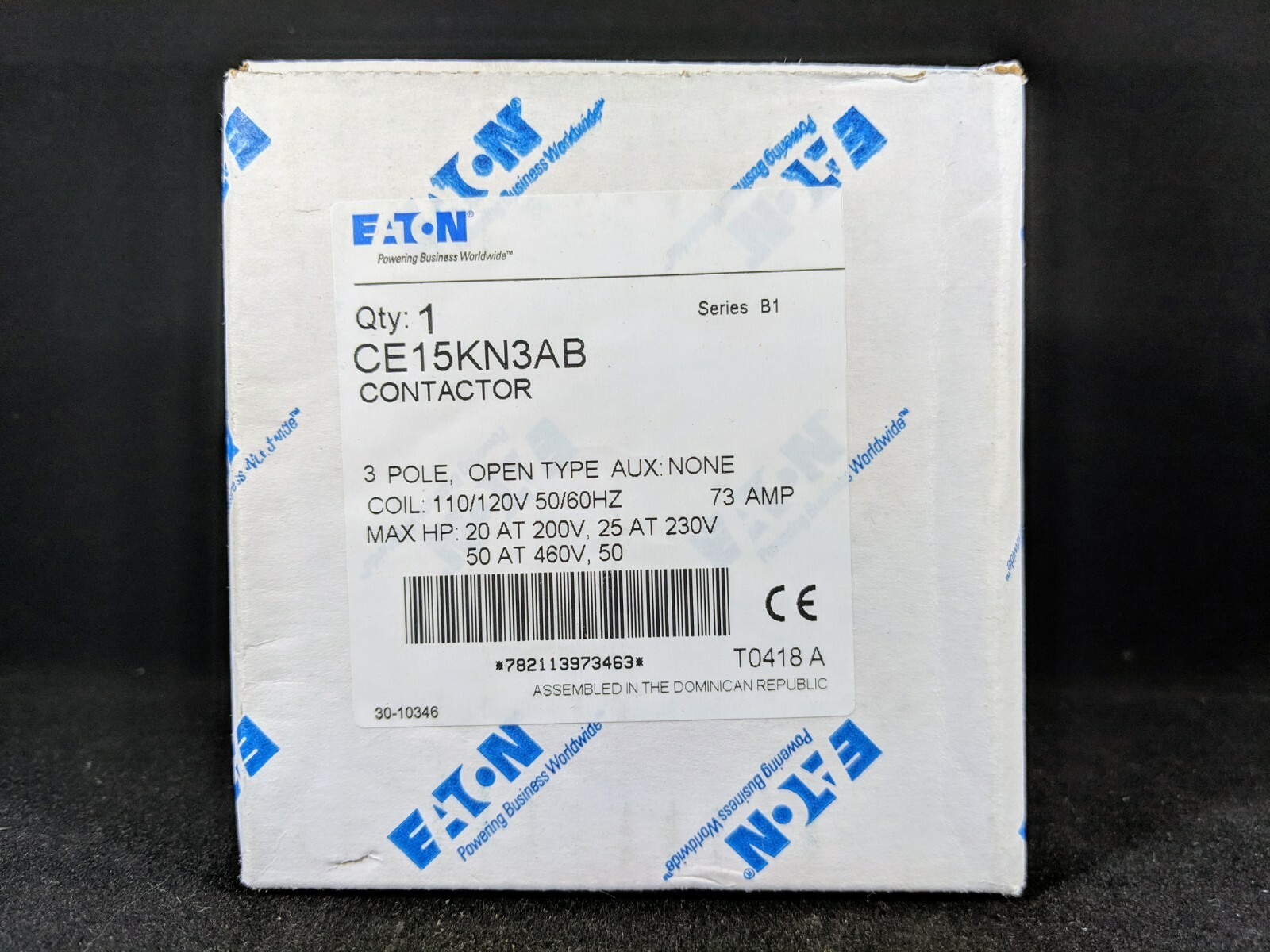Eaton CE15KN3AB IEC OPEN 3P CONT SZ K 120V COIL