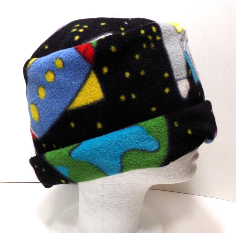 SPACE ALIENS   FLEECE ROLLED BRIM WINTER HAT THERMAL STRETCHY WARM  h88cr