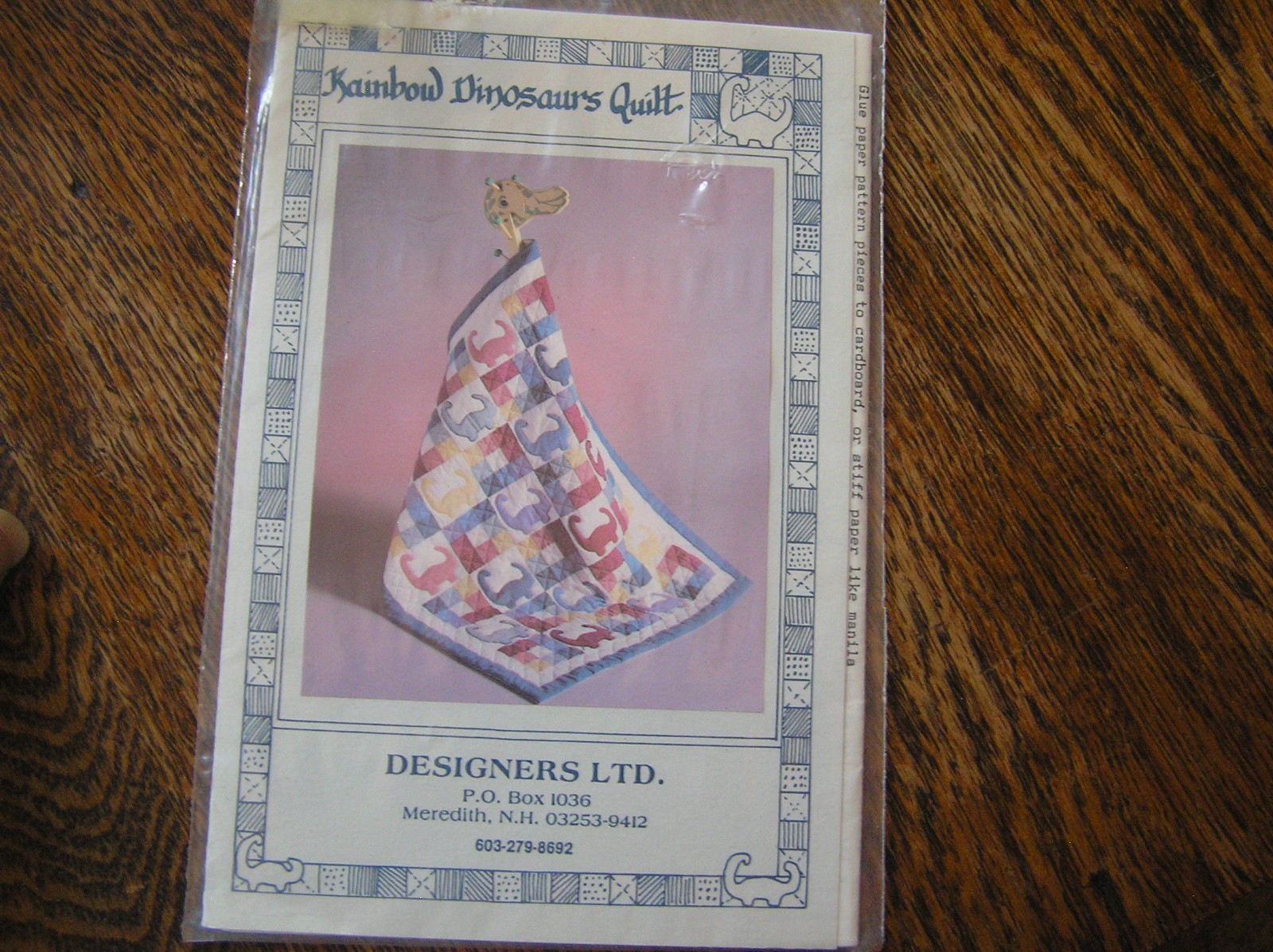 Designers Ltd RAINBOW DINOSAUR Applique Quilt Pattern #732 Size 38" x 50"~~NIP!