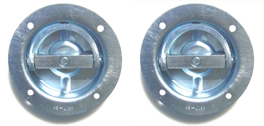 Pit Posse 11007-2 Two Cargo Trailer Recessed Rotating D Rings Floor Rope Anchor