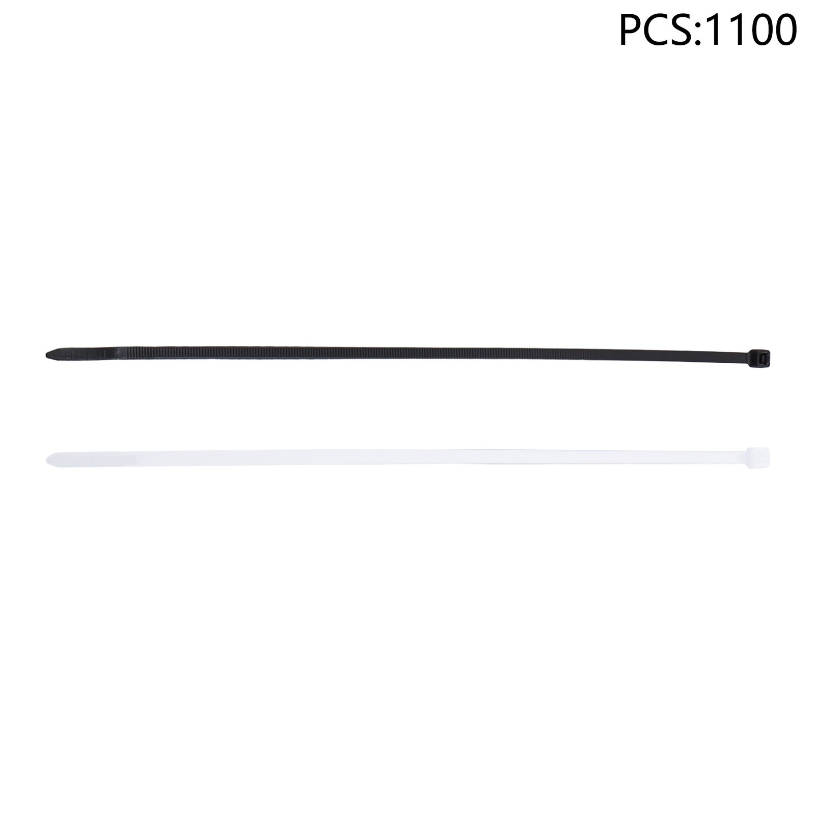Black 1000-Pack & White 100-Pack, 12" 50 lbs Self-locking Nylon Cable Ties