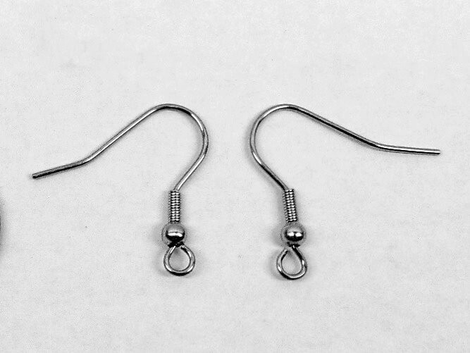 24 each (12 pr) Stainless Steel Ear Wires Hooks with Bead & Coil end ~ Earrings