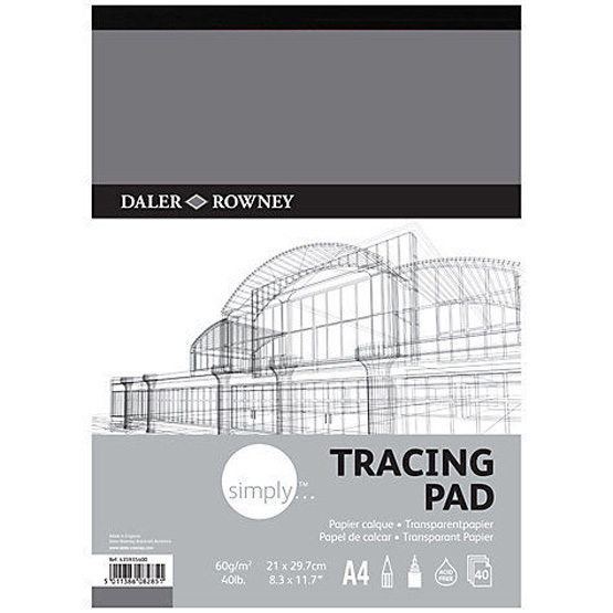 Daler Rowney – Simply Tracing Paper Pad – 60gsm 40 Pages – A4 – Made in the UK