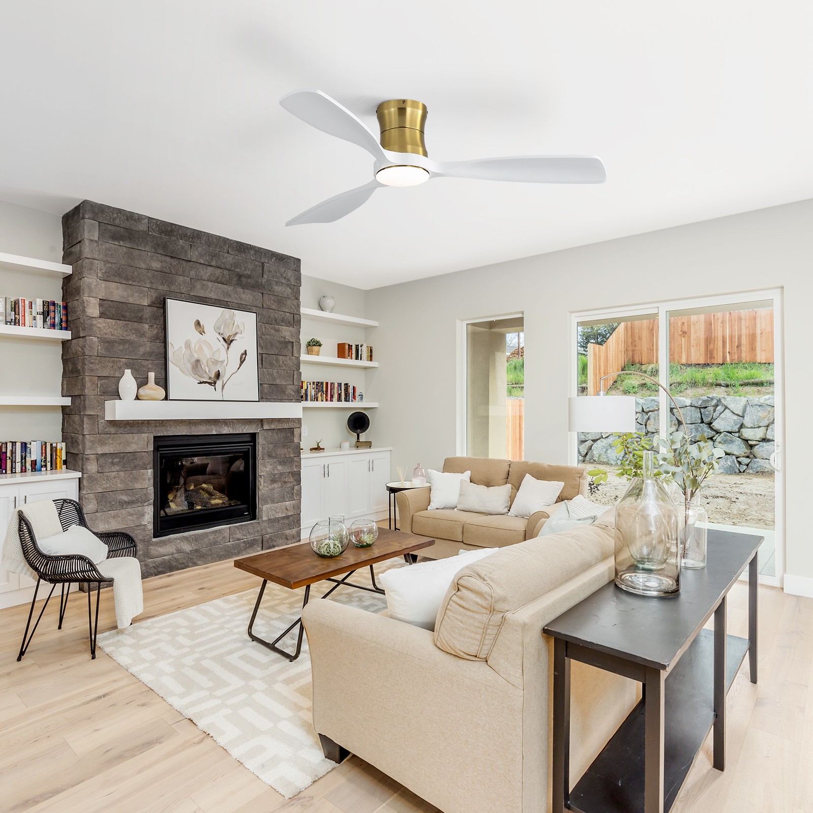 48 Inch Ceiling Fan with Light, Reversible DC Motor, Dimmable Light with Memory