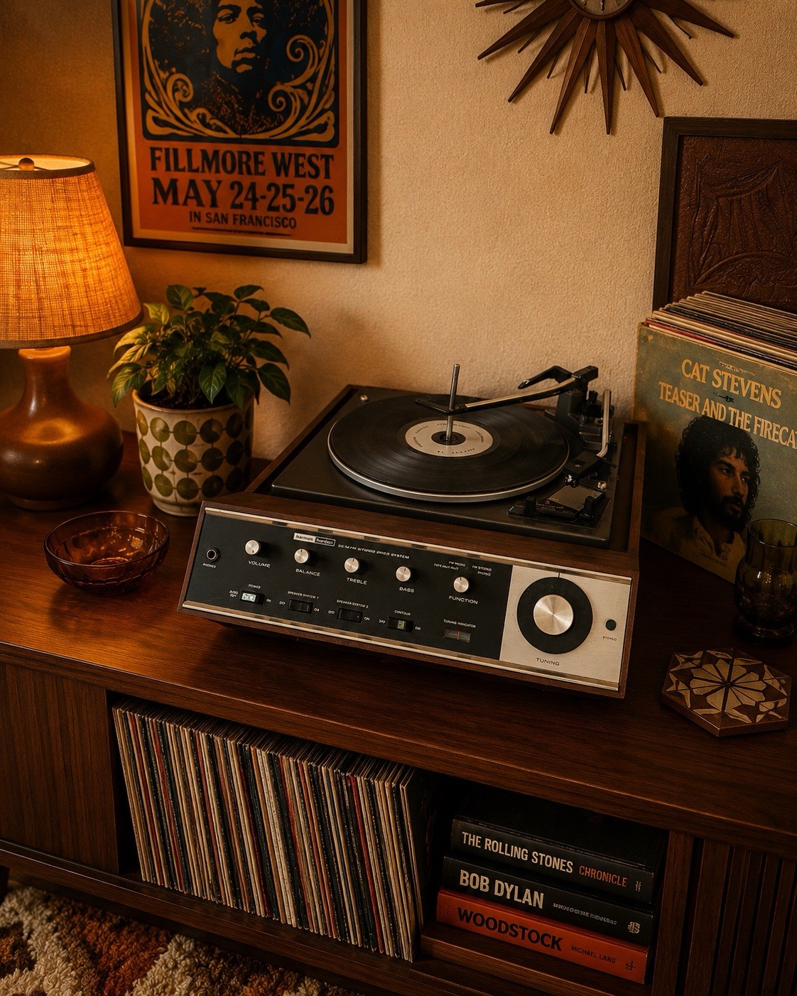 🍊Vintage 1970s Harman Kardon FM/AM Stereo Turntable Music System | Model SC18