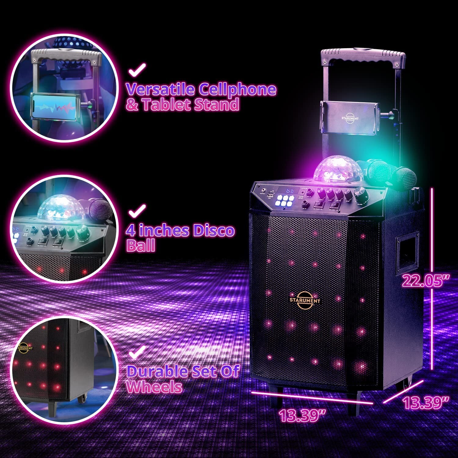 Portable Karaoke Machine -Wireless Bluetooth Speaker System with USB