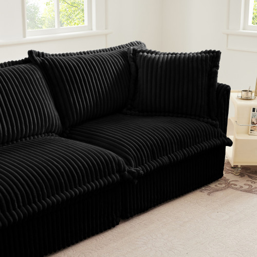Slip-covered Armchair with 1 Big Back Cushion and 2 Big Toss Pillows Corduroy