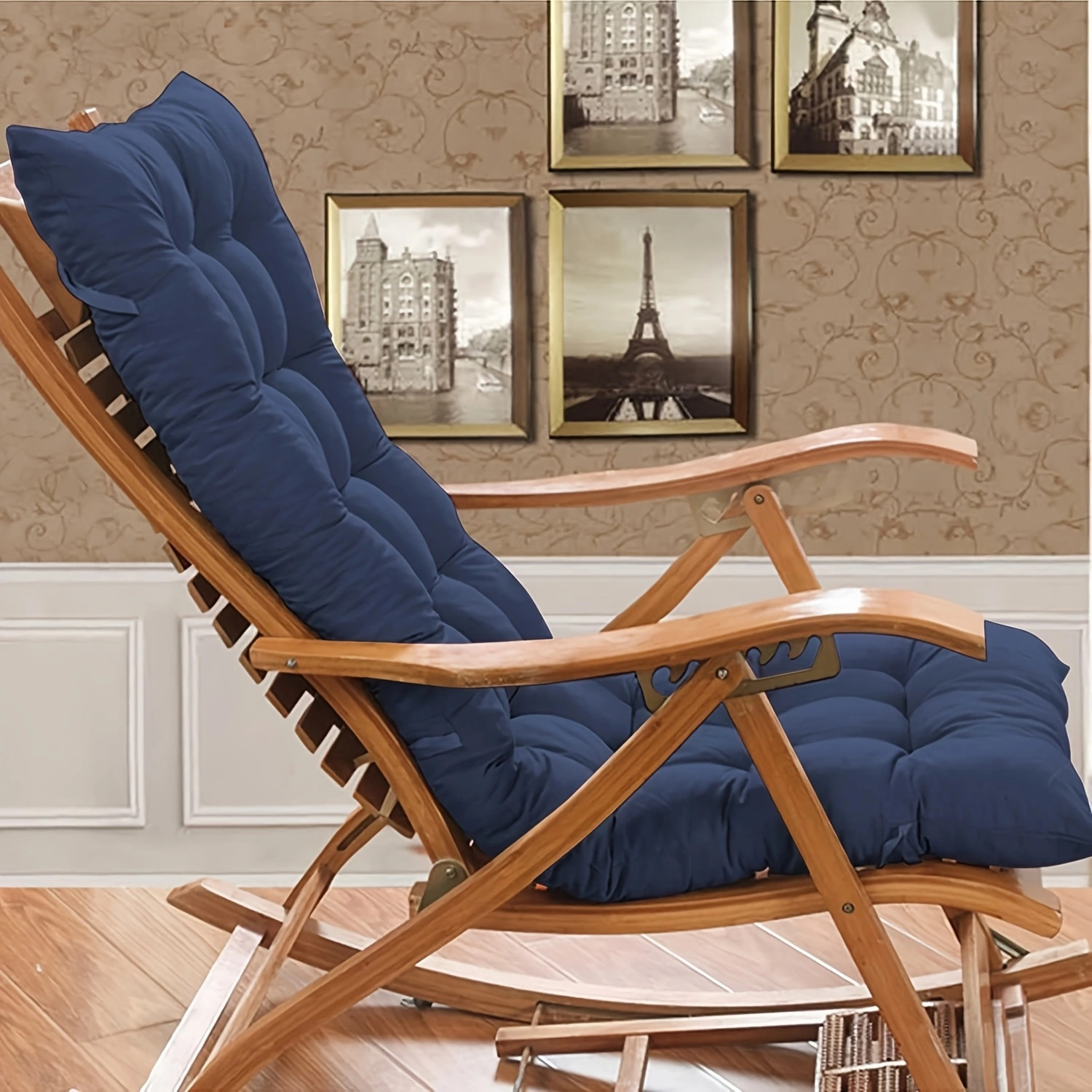 Chaise Lounge Cushion Seat Back Indoor Outdoor Rocking Chair Sofa Cushion w/ Tie