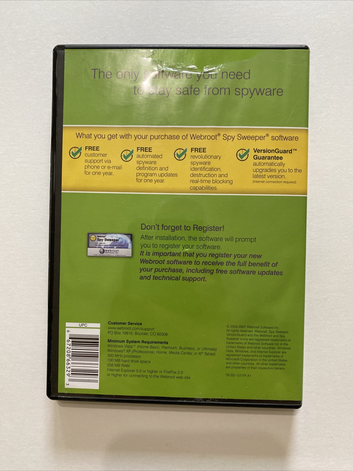 Webroot Spy Sweeper (Windows 98 SE, 2000, Me, XP) CD W/ KEY
