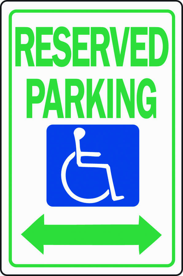 Parking Sign, Rectangular, RESERVED PARKING, Green Legend, White Background, Alu