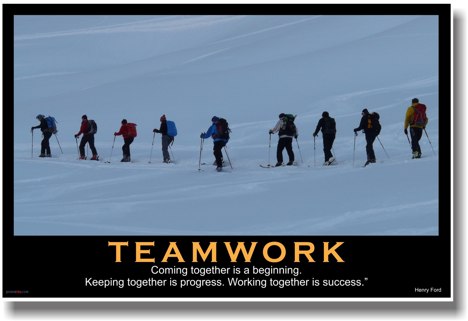 NEW Motivational TEAMWORK POSTER - Henry Ford Quote - Sports Ski Team