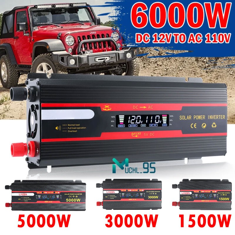 Convertidor 6000W De DC 12V A 110V AC Con USB Para Carro Auto Inversor Corriente