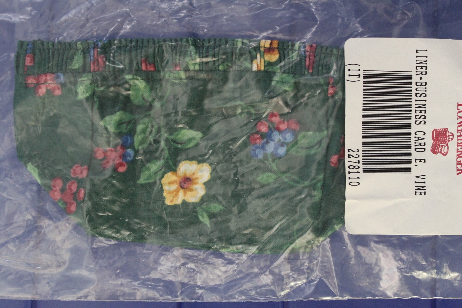 Longaberger Emerald Vine Over the Edge Business Card Basket Liner #2278110 NEW