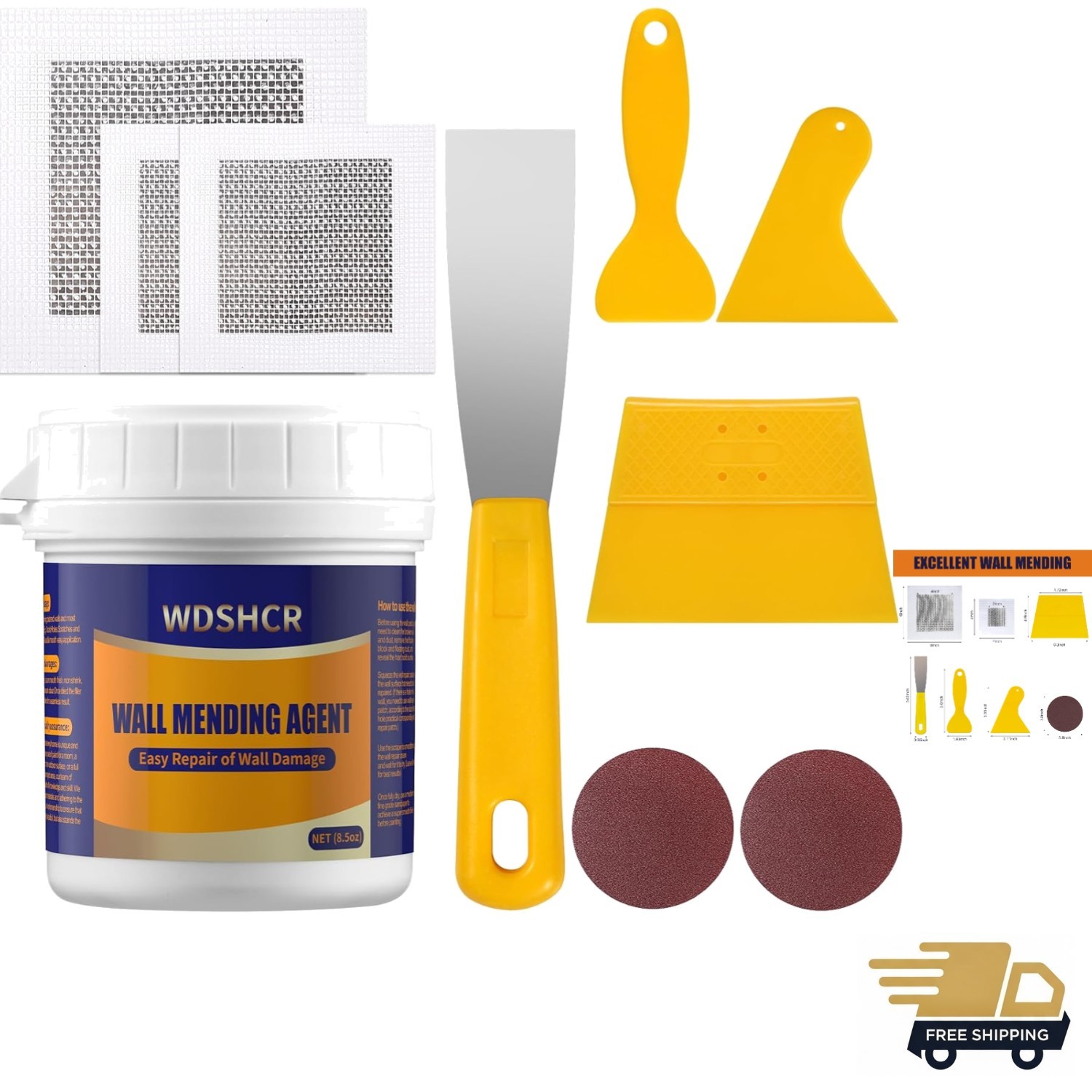 Drywall Repair Kit Wall Patch Spackle Paste Waterproof Fast Dry 8.5OZ