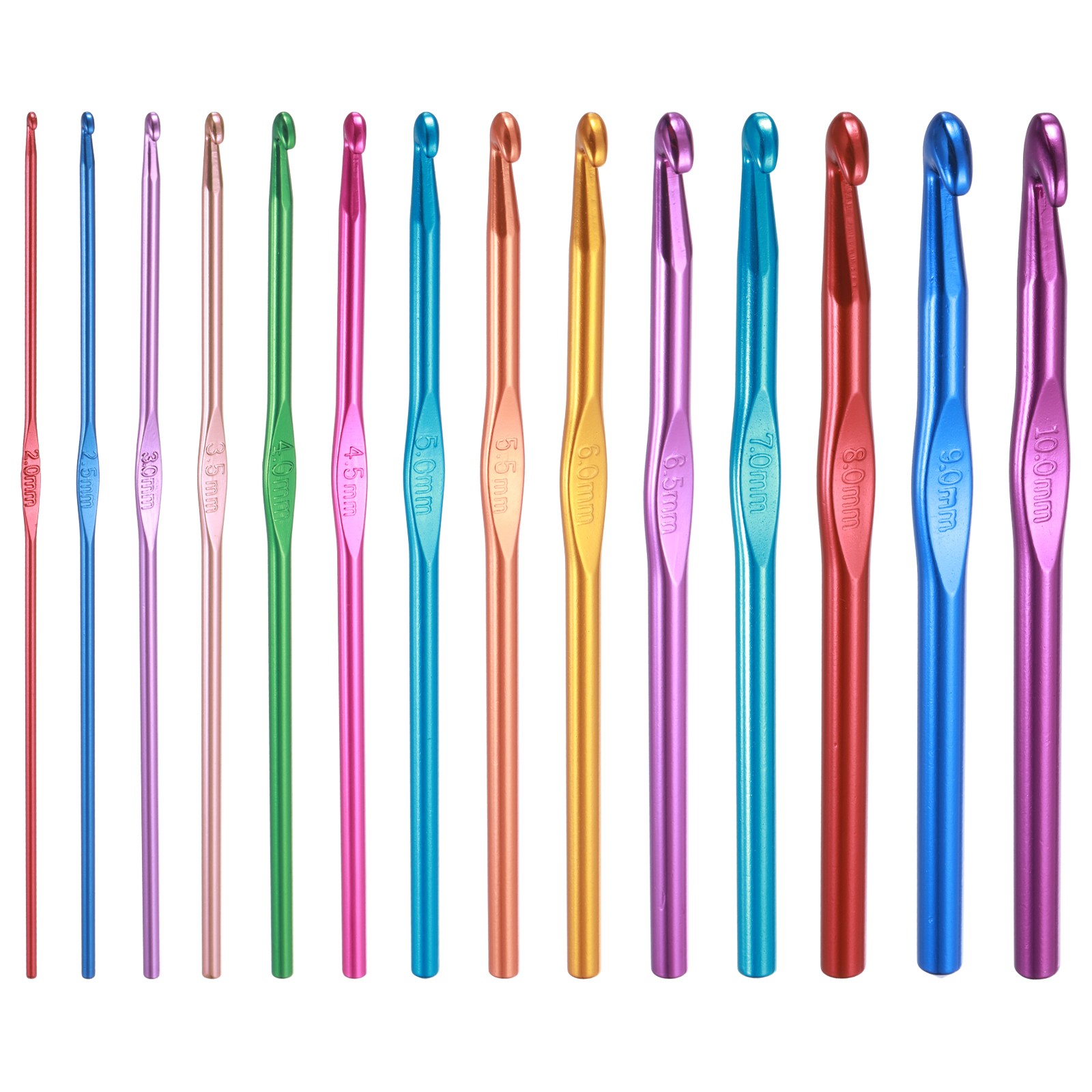 Crochet Hook Set, 14Pcs 2mm(B)-10mm(N) Aluminum Ergonomic Crochet Needle