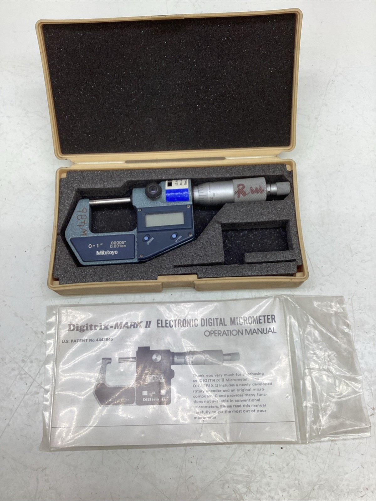 Mitutoyo 293-761-30 Digitrix MARK II Electronic Digital Micrometer 0”-1”