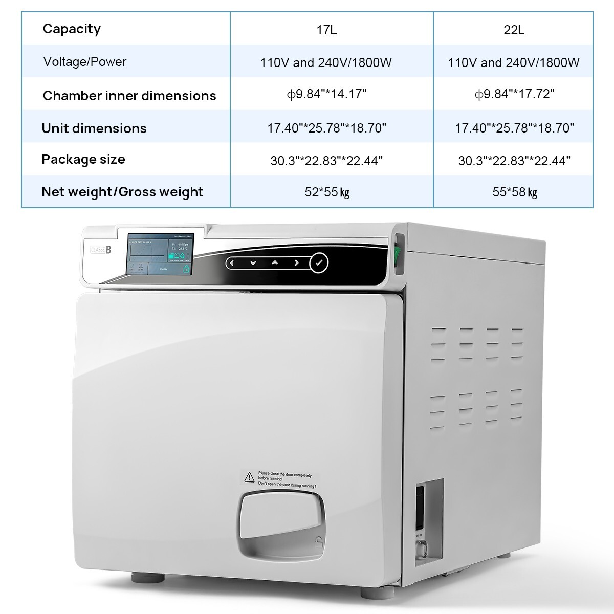 17L Class B Dental Steam Sterilizer Vacuum Sterilization Built-in printer
