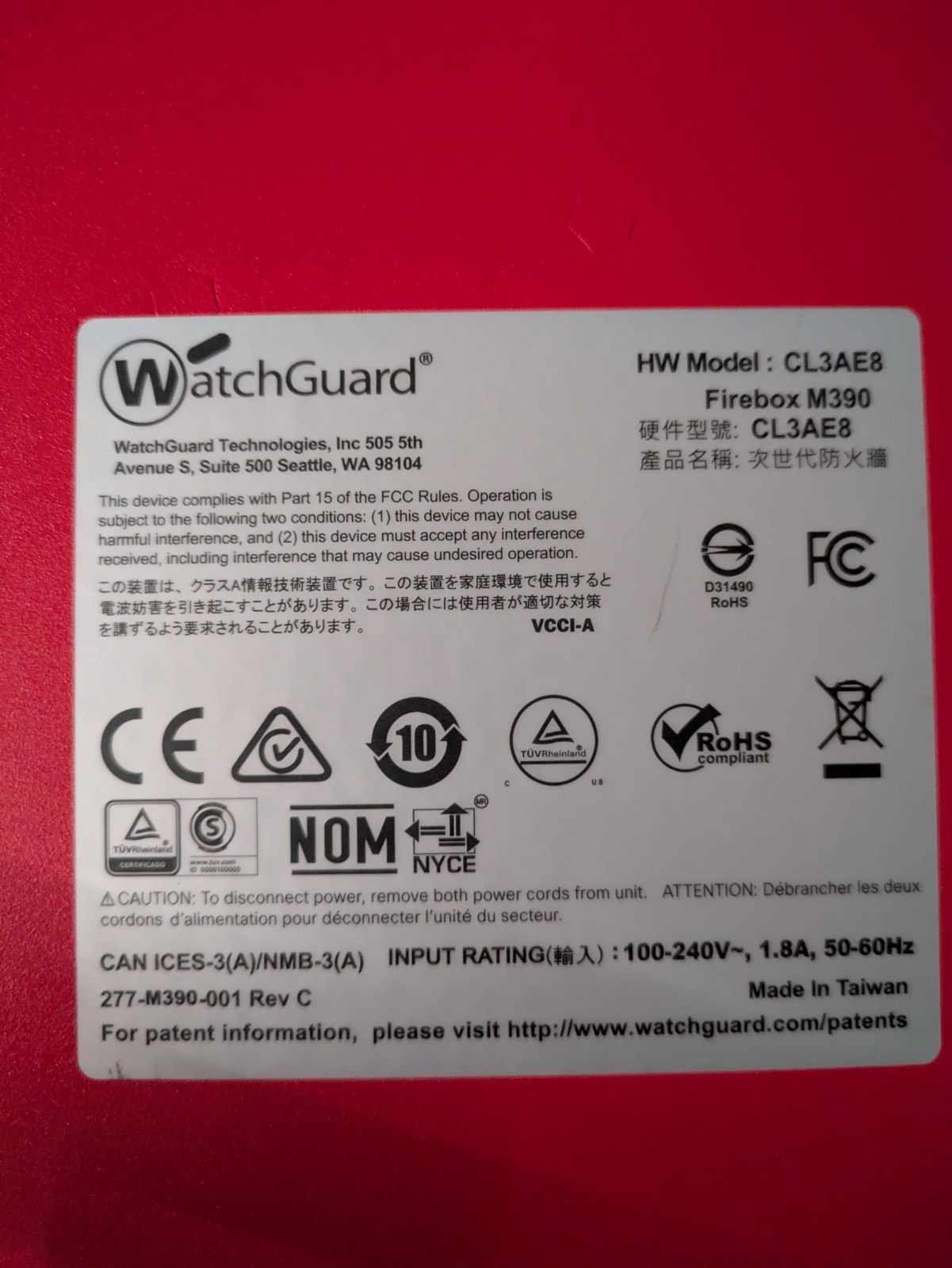 WatchGuard Firebox M390 Firewall CL3AE8