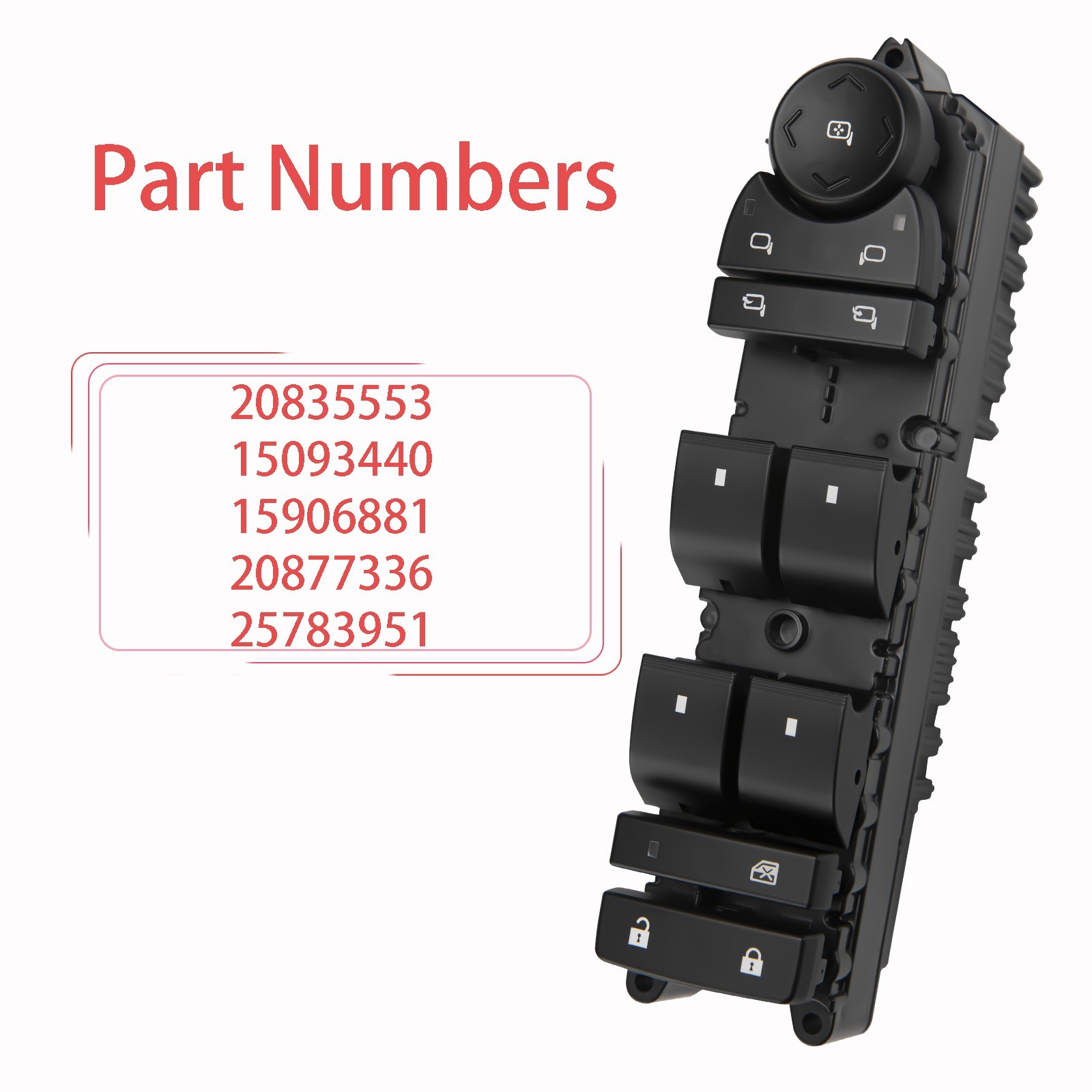 Power Window Switch Driver Side for 2007-2013 Chevy Silverado 20835553