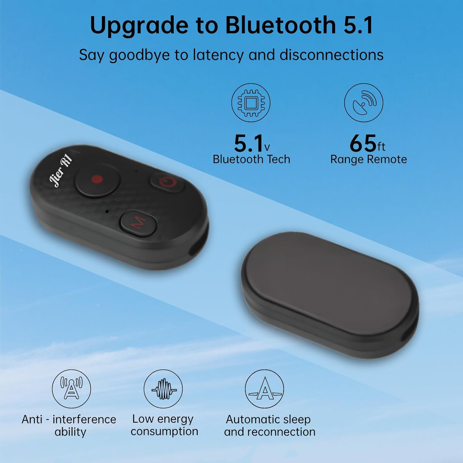 Bluetooth Camera Remote Control for iPhone, GoPro Camera Shutter Remote with Typ