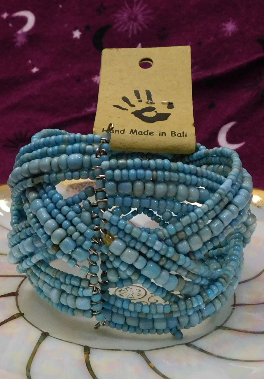 Archipelago Handmade Blue beaded Cuff Bracelet
