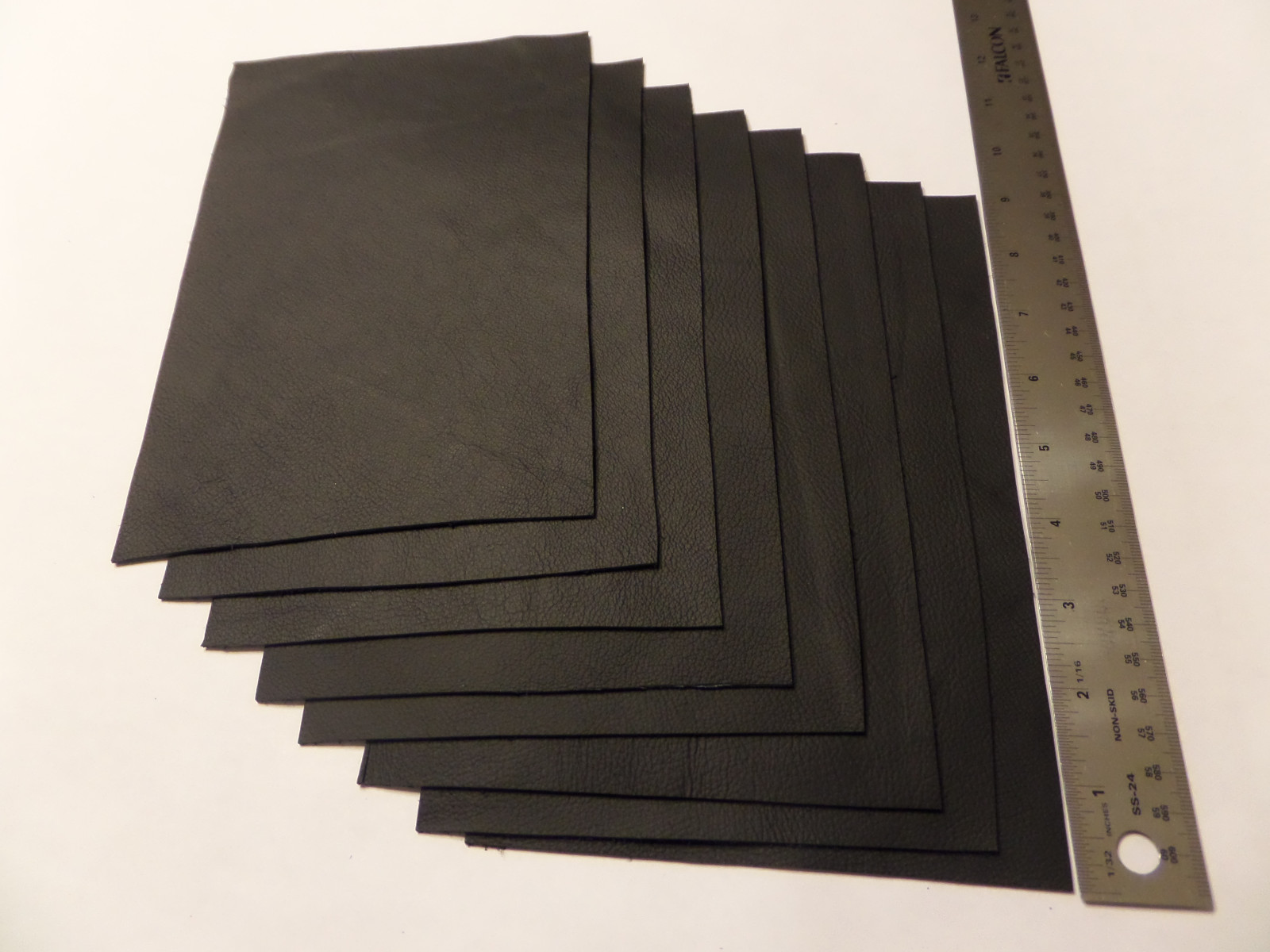 Upholstery Leather Scrap 6 x 9 inches Black 2 Pieces