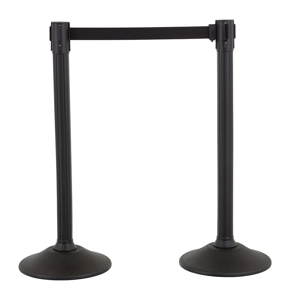 US Weight Sentry Stanchions with 6.5-Foot Retractable Belt - Black U2000