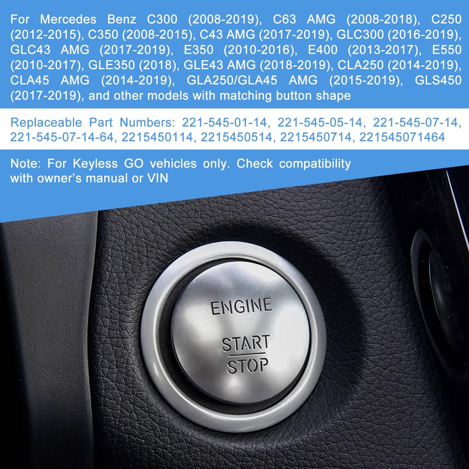 Engine Start Stop Button Switch for Mercedes Benz GLC GLE C Class Accessories