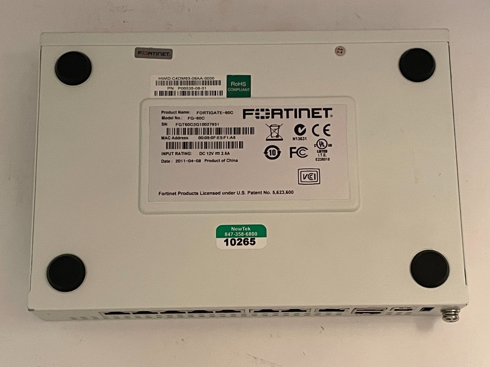 Fortinet Fortigate-60E Network Security Firewall Initialized FG-60C Unit Only
