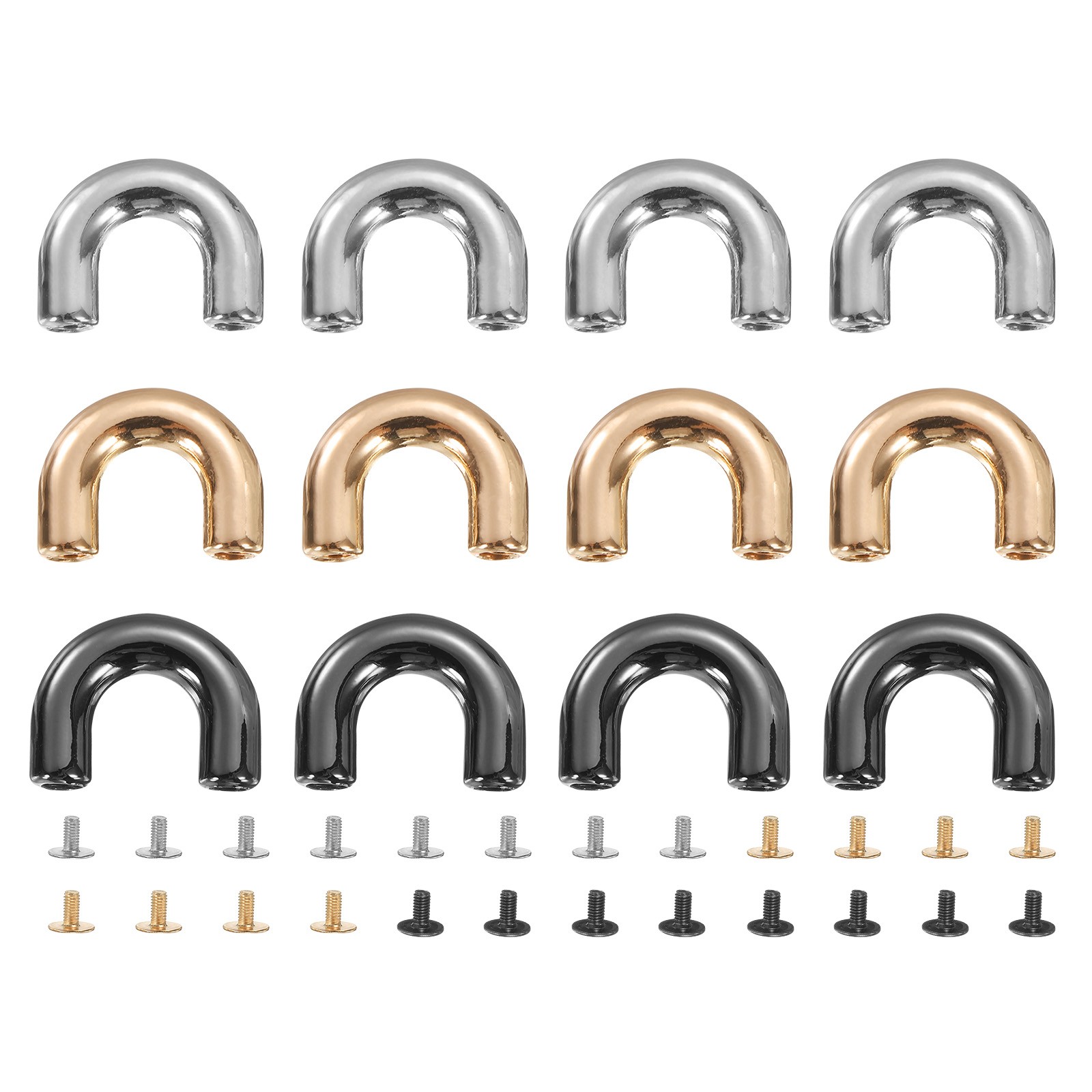 12Pcs Arch Bridge D-Ring Buckles (Grey/Black/Light Gold, 0.6 x 0.2 Inch)