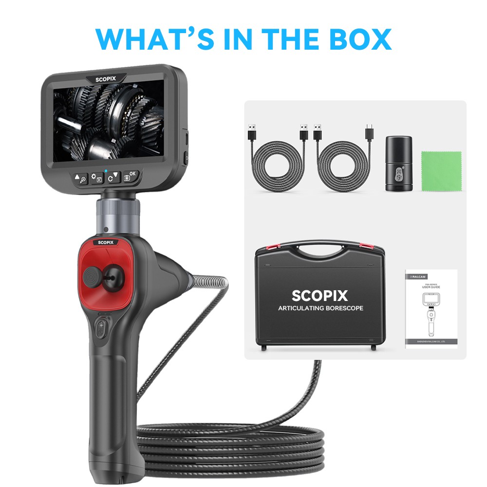 Ralcam 4-Way 360° Articulating Borescope Endoscope with light Inspection Camera