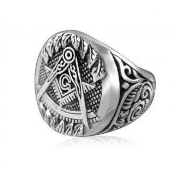 Masonic Silver Ring Signet Templar Amulet 925 Mason Freemason Order Lodge rm1