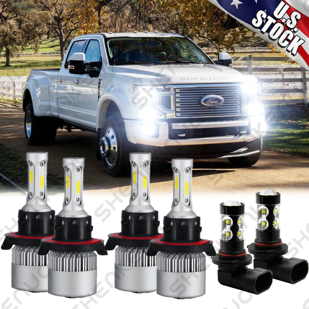 For 2011-2017 Ford F-250 Super Duty 6X White LED Headlight Hi/Lo Fog Light Bulbs