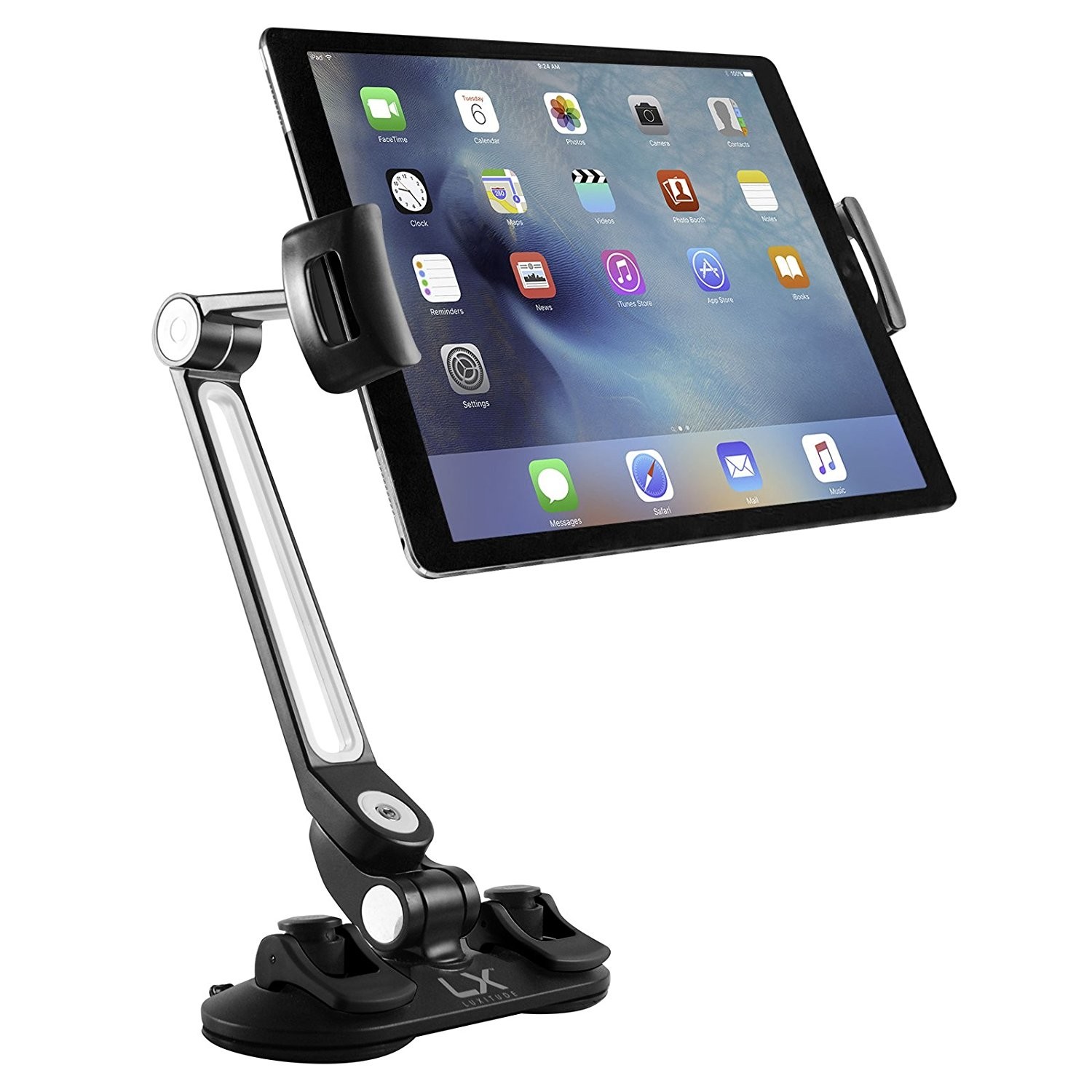 Luxitude 2-in-1 Tablet & Phone Holder Stand E-Reader Tablets Suction Cups & 360