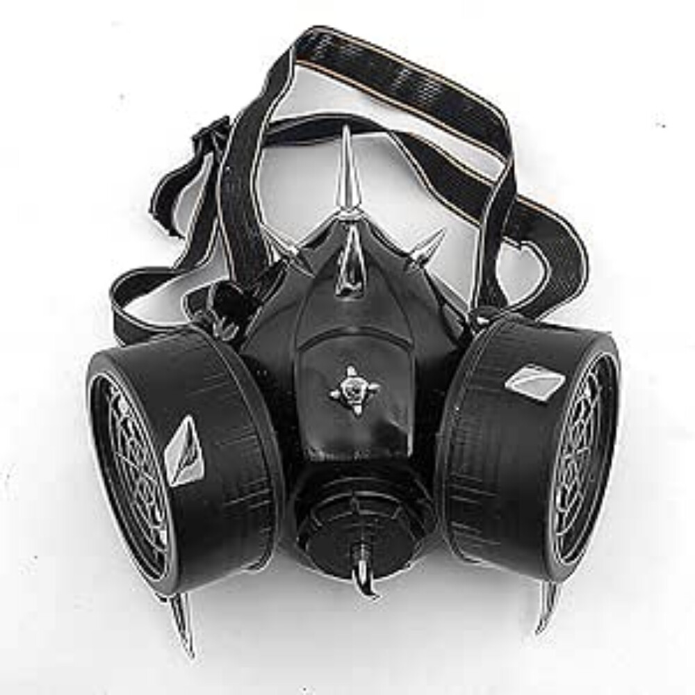 Men’s Steampunk Retro Rivet Gas Mask Respirator Cyber Gothic Spikes Cosplay