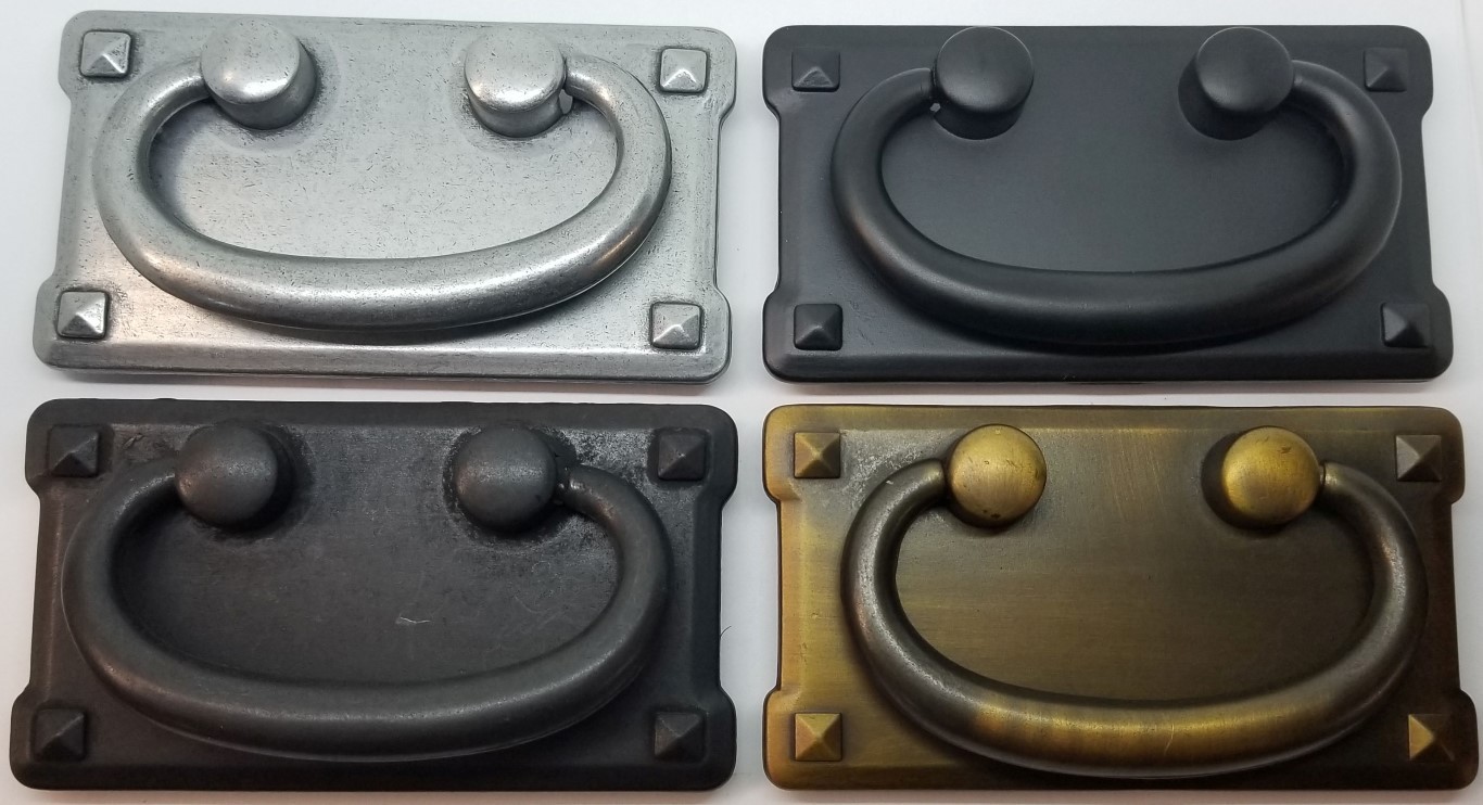 PEWTER SILVER DOUBLE Horizontal Mission Style Drawer Pull patina rustic antique