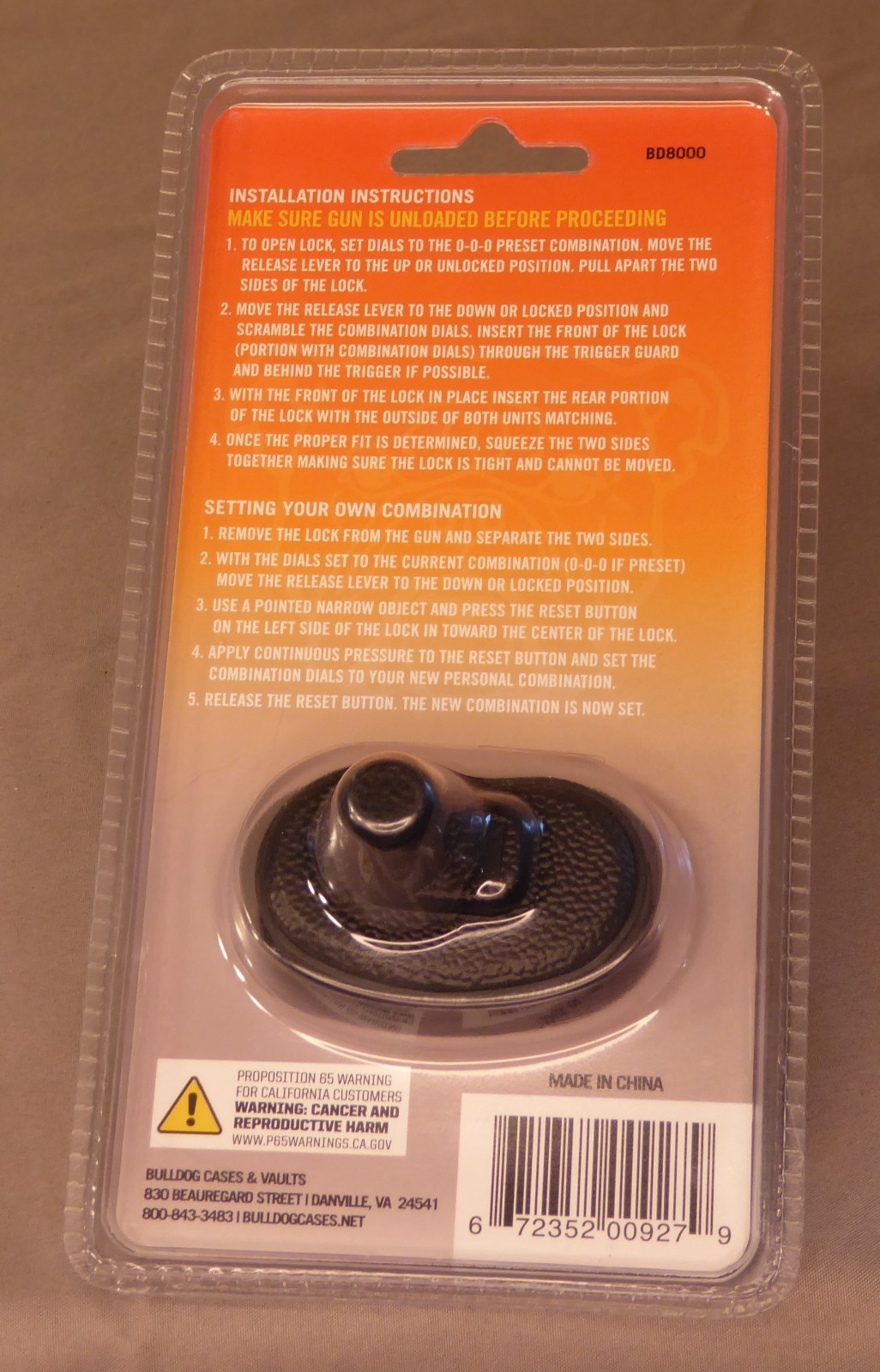 Bulldog Firearm Combination Trigger Lock - Brand New