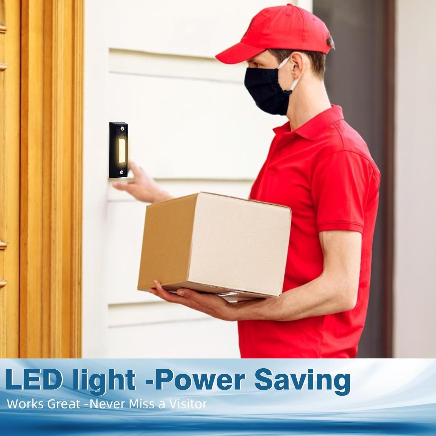 4 PCS Wired Lighted Doorbell Button Replacement - LED Chime Wall Mount Switch